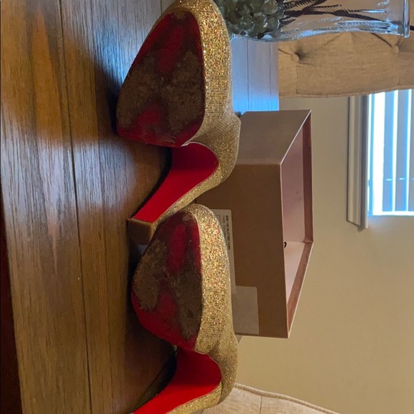 Gold/Multicolor Glitter Louboutin (Red Bottoms) - Picture 4 of 6